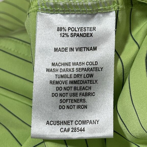 Footjoy PGA Golf Polo Shirt Mens Medium Lime Green Striped Embroidered Crest - Picture 14 of 16